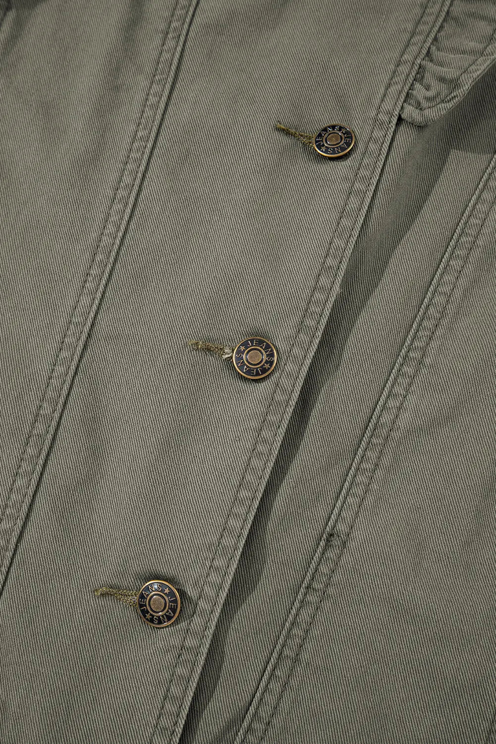Green Bay Ruffle Plain Denim Jacket Vest Shewin