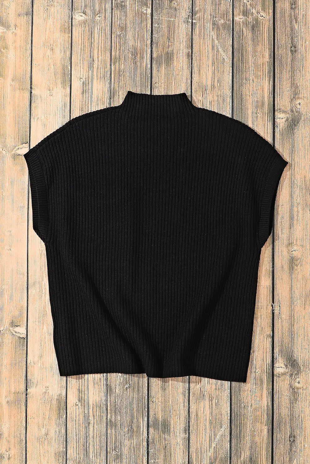 Gold Flame Patch Pocket Ribbed Knit Short Sleeve Sweater Shewin