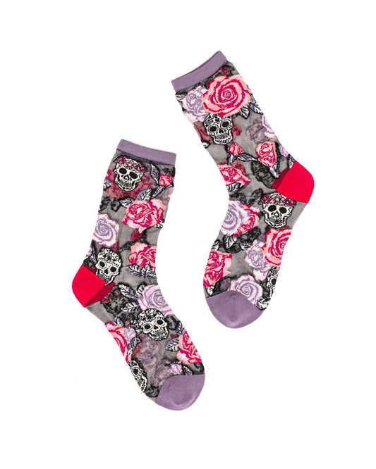Skulls & Roses Black Sheer Crew Sock Quirks!