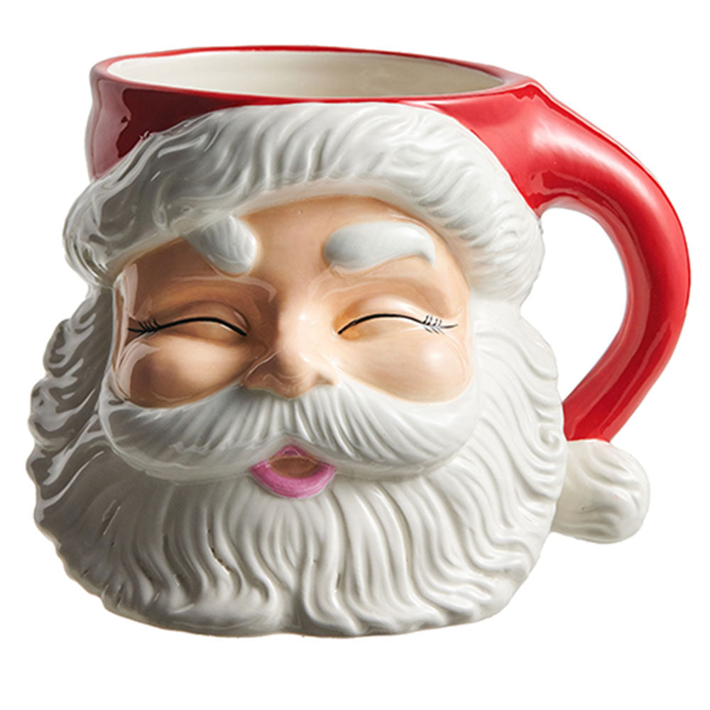 7.5" Red Santa Mug Ceramic Container
