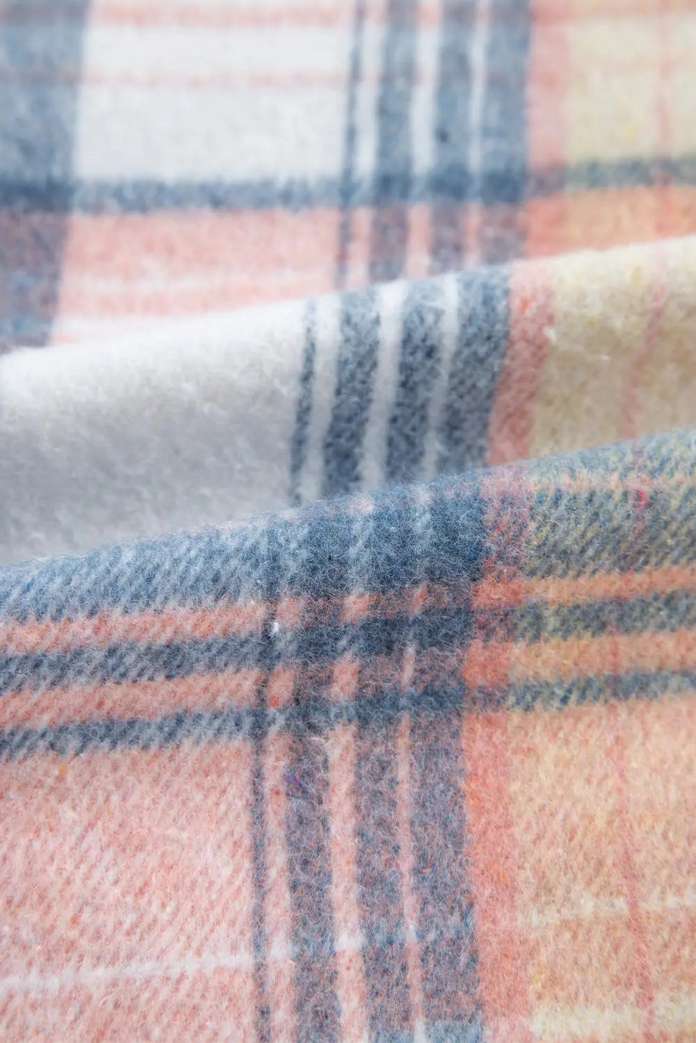 Cinnamon Plaid Corduroy Patchwork Pocket Loose Shacket Shewin