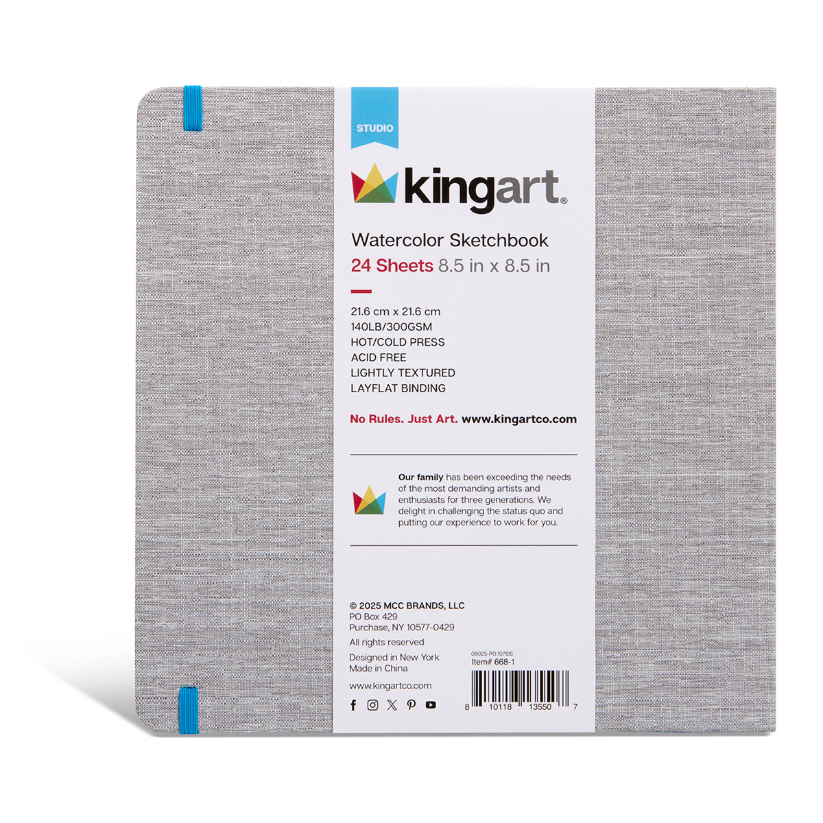 Hardcover Watercolor Paper Sketchbook - 8.5” x 8.5” - 24 Pages