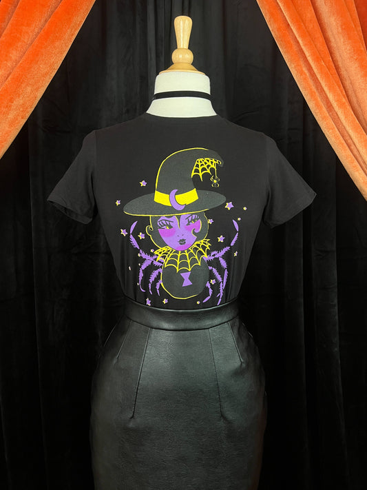 Spider Baby Fitted Graphic Tee in Black XL by Mischief Made