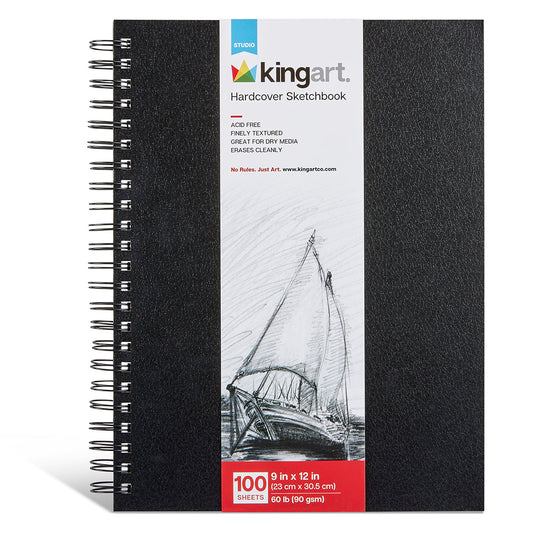 Hardcover Sketchbook - Side Spiral - 9” x 12” - 100 Pages