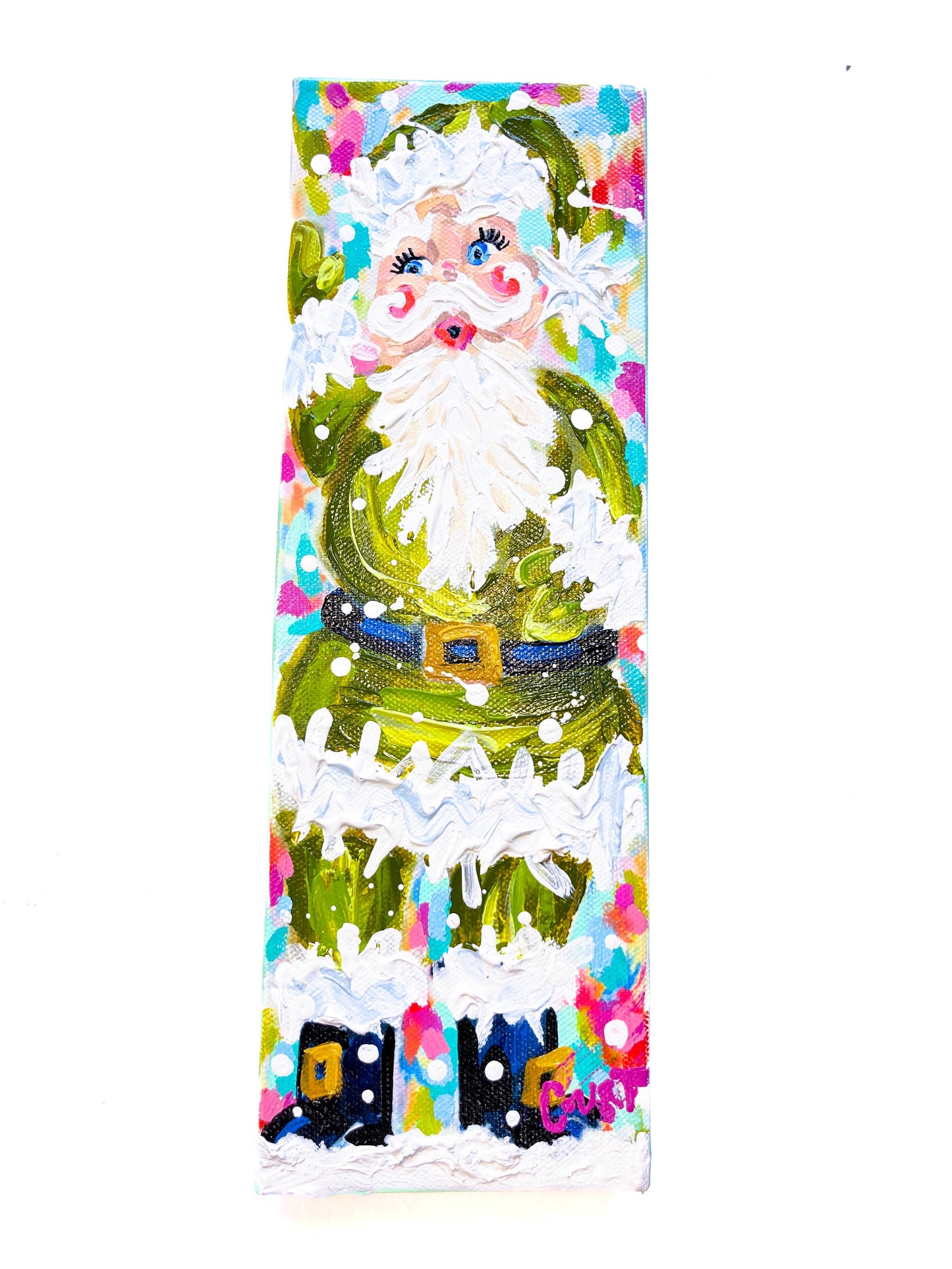 Vintage Velvet Green Santa Original Painting Quirks!