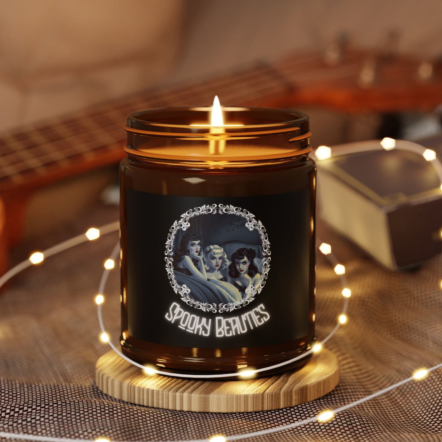 Sleepy Spooky Beauties | White Sage & Lavender Soy Candle (4oz & 9oz, Amber)