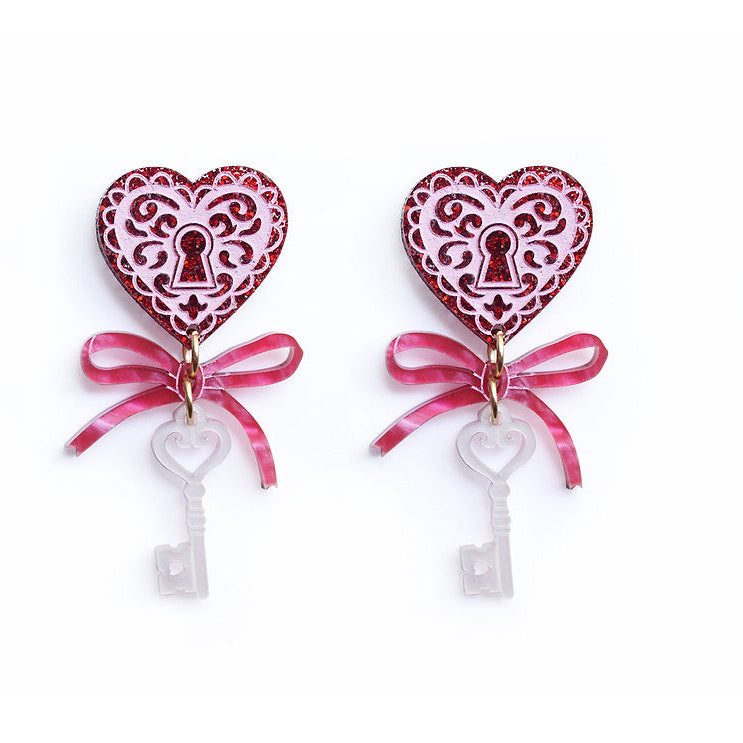 Heart with Key Earrings by Laliblue