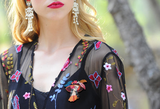 Mexican Catrina Brooch by Laliblue