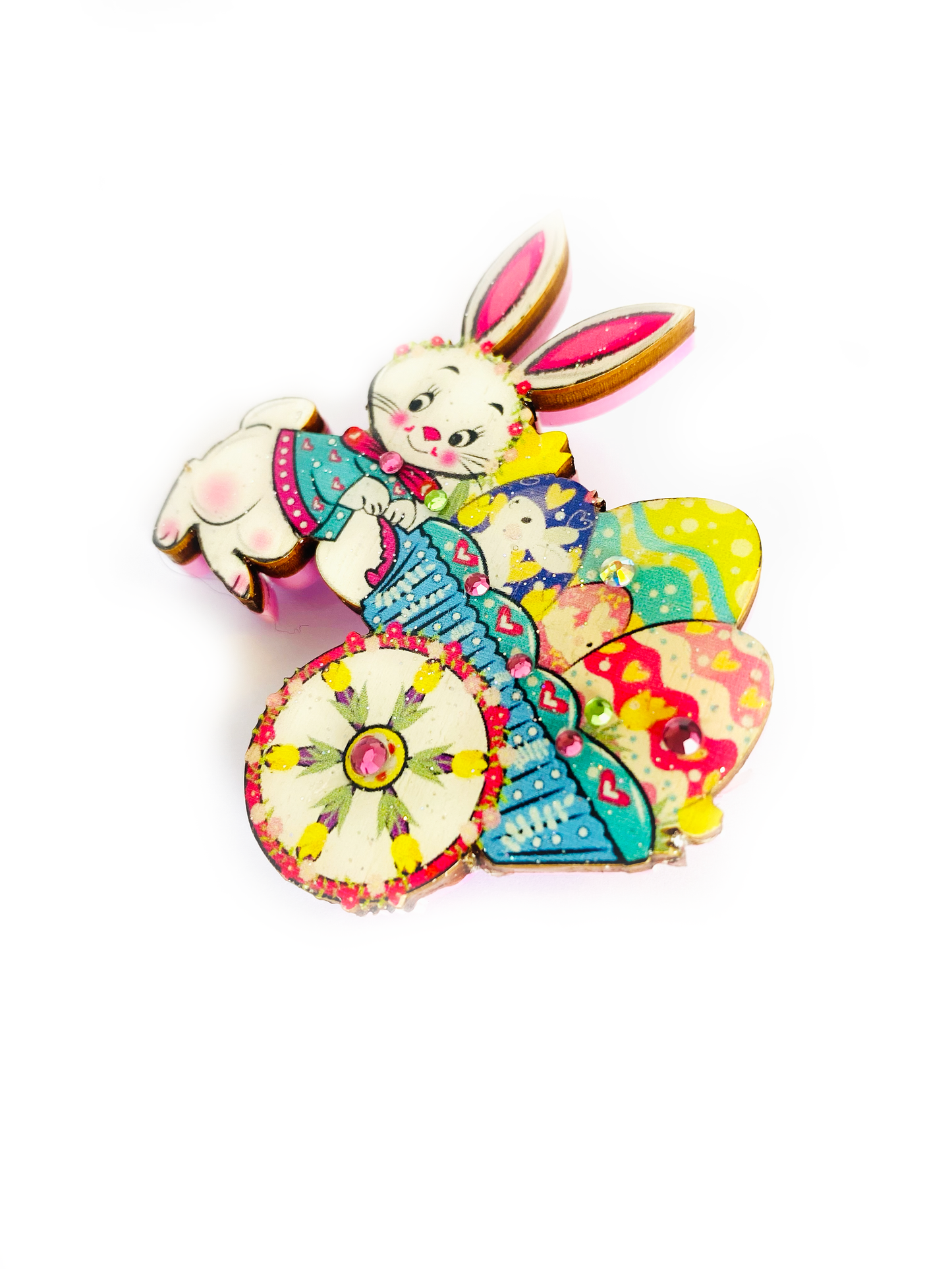 Benny Bunny and his Easter Egg Cart Brooch by Rosie Rose Parker Quirks!