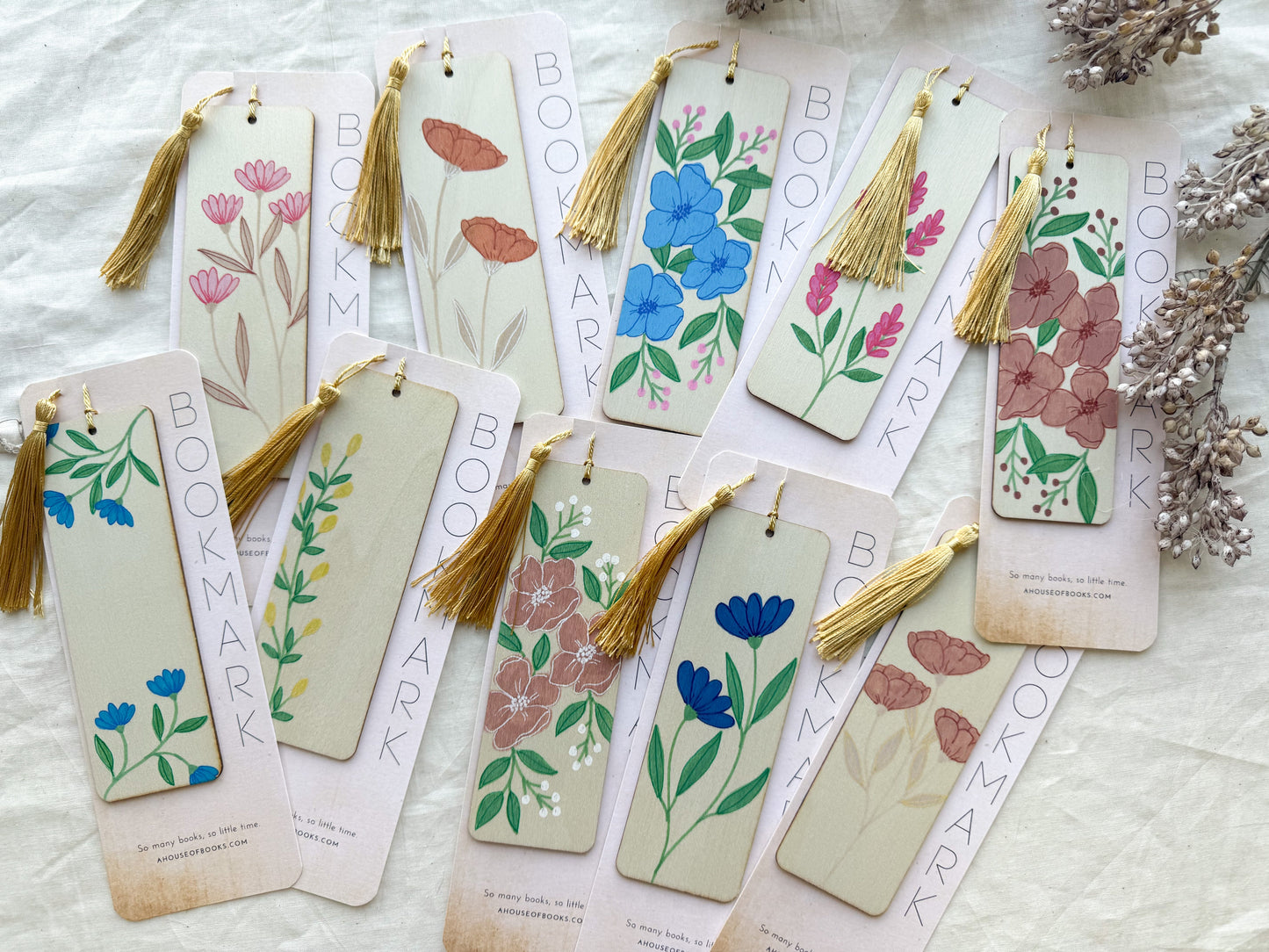 Wood Bookmarks- Floral