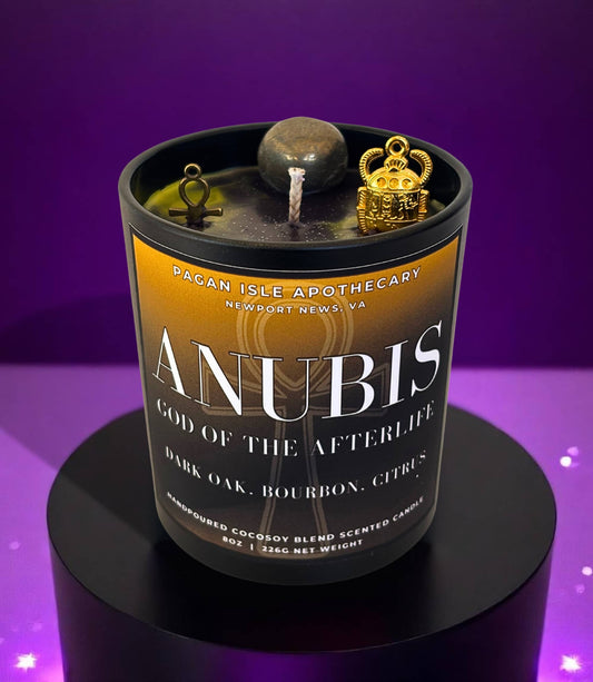 Anubis Crystal Candle Pagan Isle Apothecary