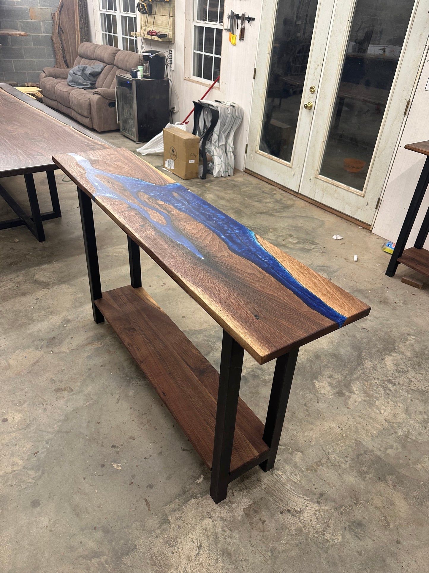 Walnut river console/sofa table