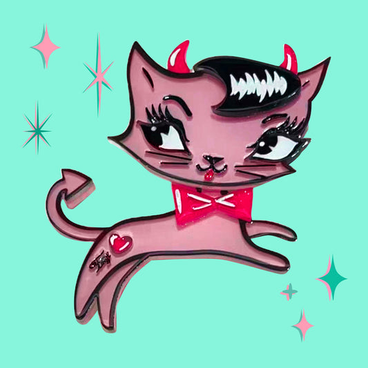 Bad Kitty Brooch by Miss Fluff x Lipstick & Chrome Quirks!