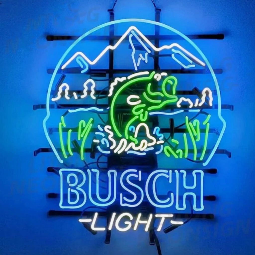 Fishing Bass Fish&Busch Light Neon Signs Neon Signs Land