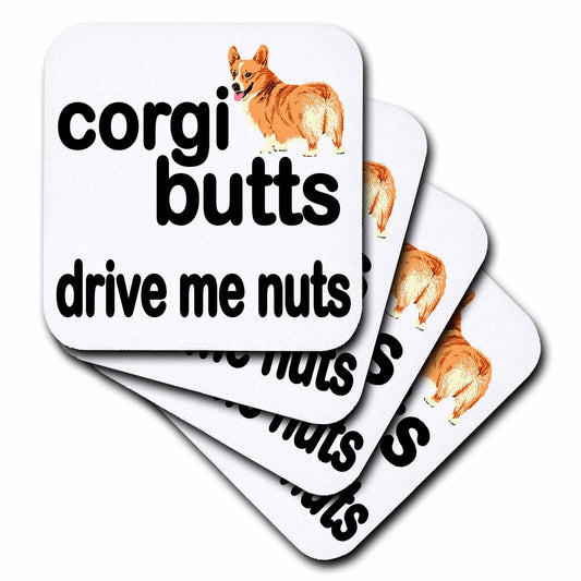 3dRose EvaDane - Funny Quotes - Corgi butts drive me nuts - Coasters (cst_172000) - Creative Freedom Collective