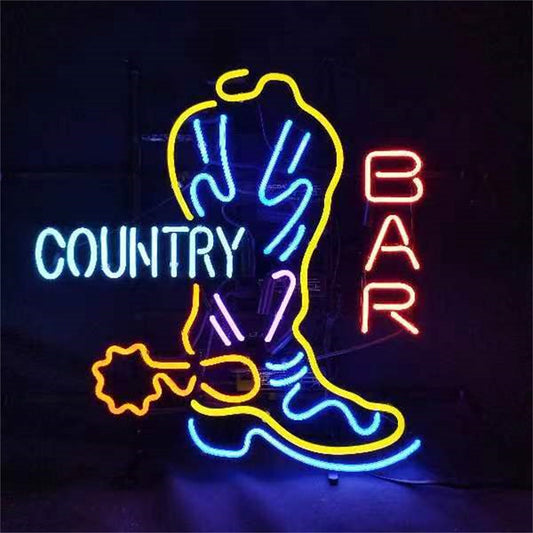 Country Bar with Cowboy Boot Neon Signs Neon Signs Land