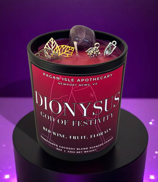 Dionysus Crystal Candle Pagan Isle Apothecary