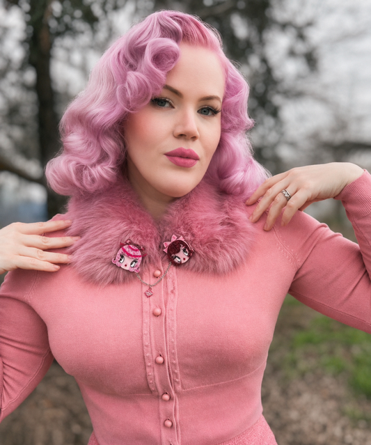 Dolly Sisters Double Brooch by Miss Fluff x Lipstick & Chrome