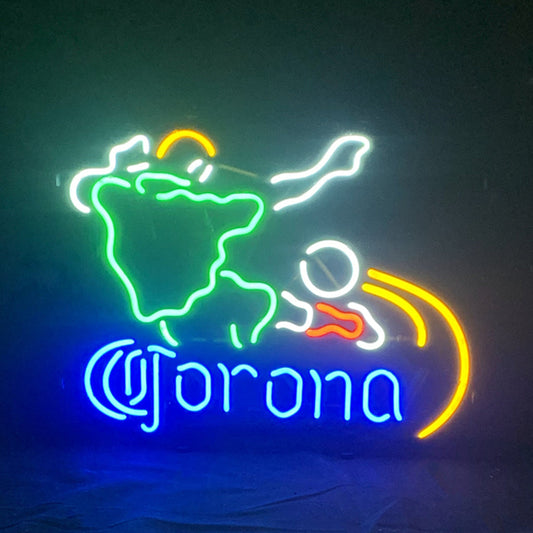Football Player with Corona Extra Neon Sign Light Neon Signs Land