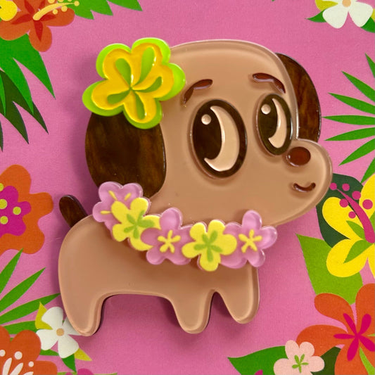 Polynesian Pup Mini Brooch by Miss Fluff x Lipstick & Chrome Quirks!
