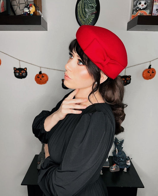 The Head-Turner Structured Beret by Lipstick & Chrome -RED Quirks!