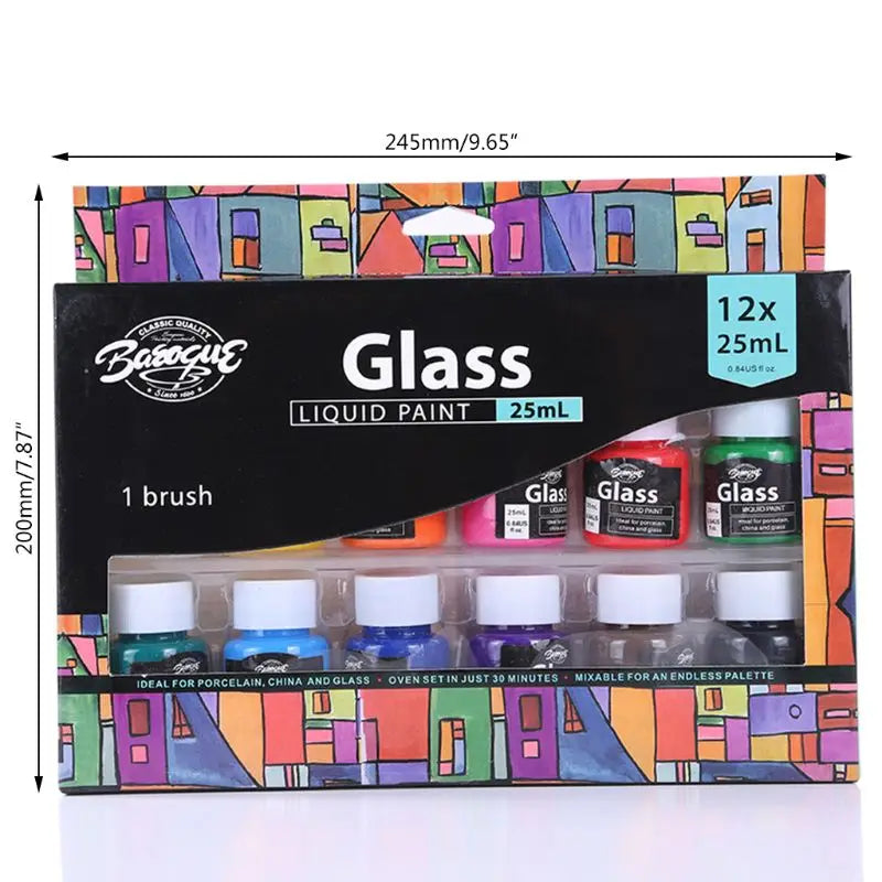 12 x 25ml Heavy Body Colors Rich Pigments Glass Paint Set for Painting Canvas Crafts Creative Freedom Collective