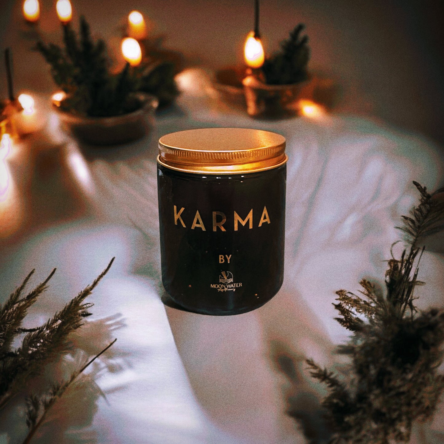 Karma Candle – Intention Candle with Hidden Crystals, 8 oz -- Super Long Lasing