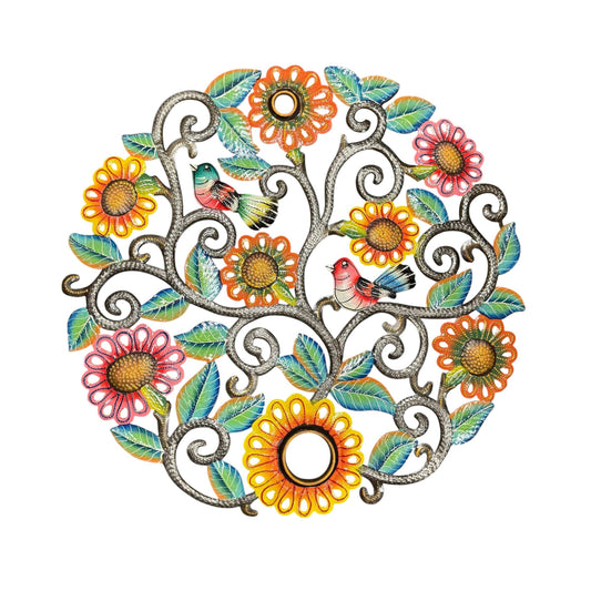 Birds and Flowers Tree of Life Oil Drum Top