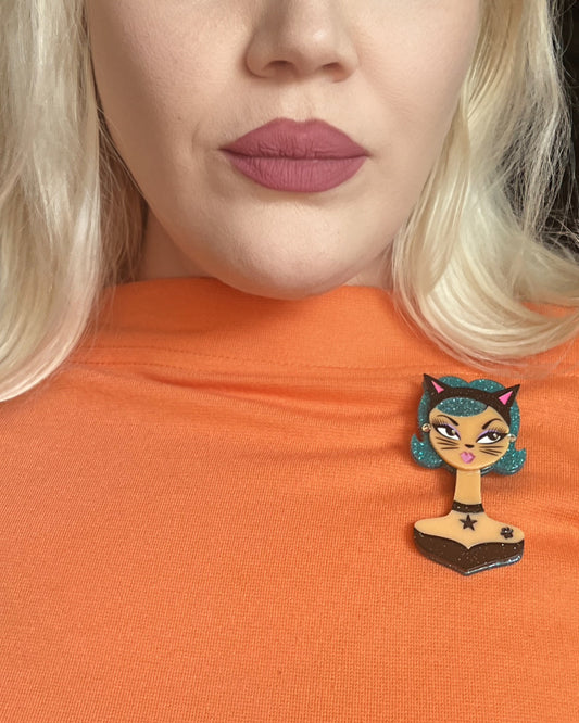 Cat's Meow Spooky Doll Brooch by Miss Fluff x Lipstick & Chrome