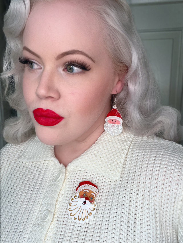 Starry Eyed Santa Brooch by 50's Vintage Dame x Lipstick & Chrome Quirks!