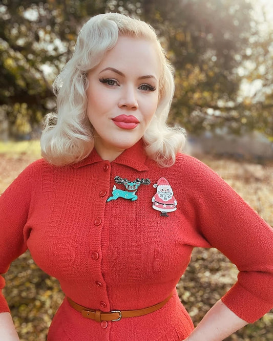 Fawna Fir Top Leaping Reindeer Brooch by Johanna Parker x Lipstick & Chrome Quirks!