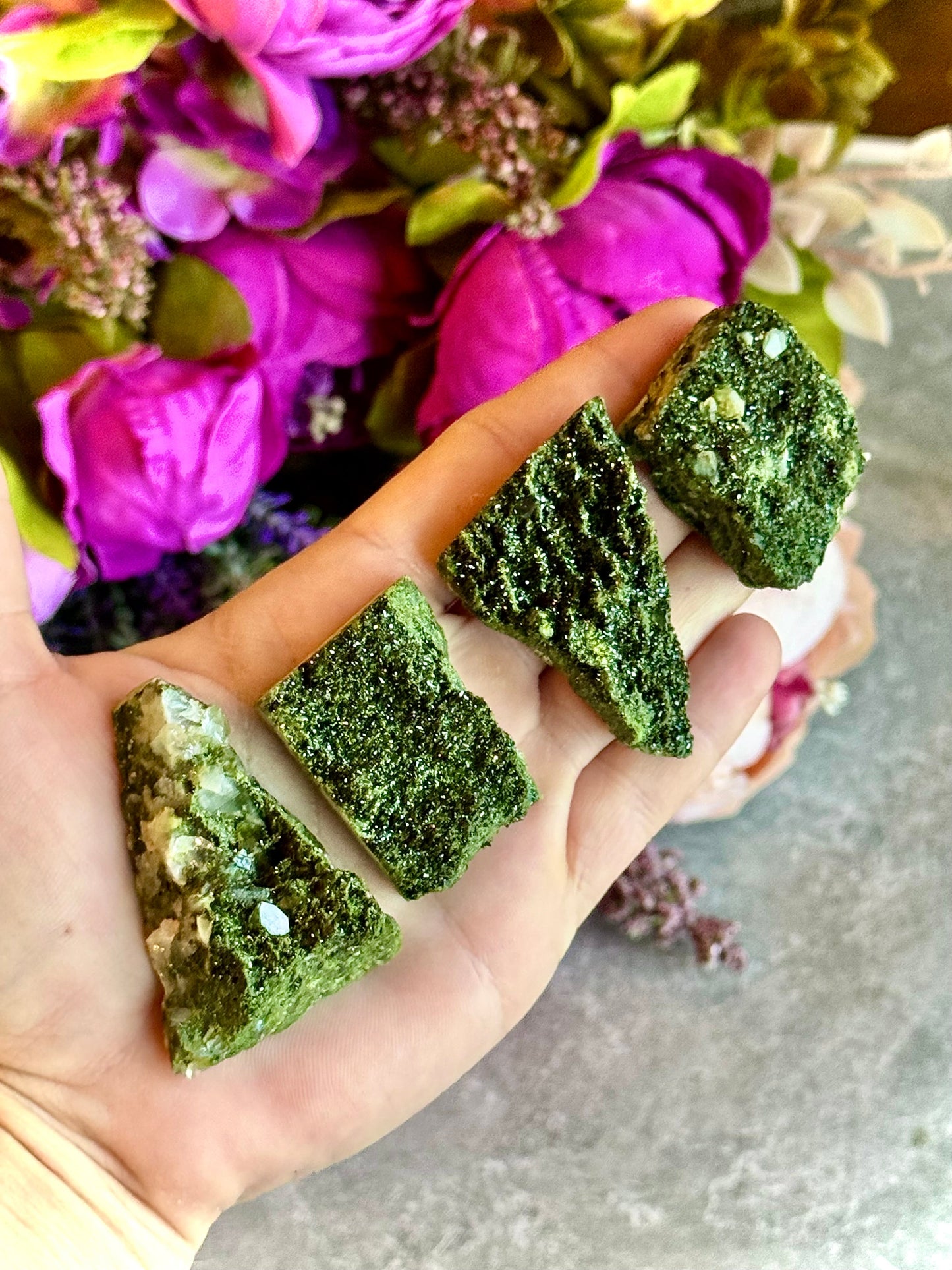 Forest Epidote Specimens from Turkey, Epidote and Quartz, Epidote Clusters