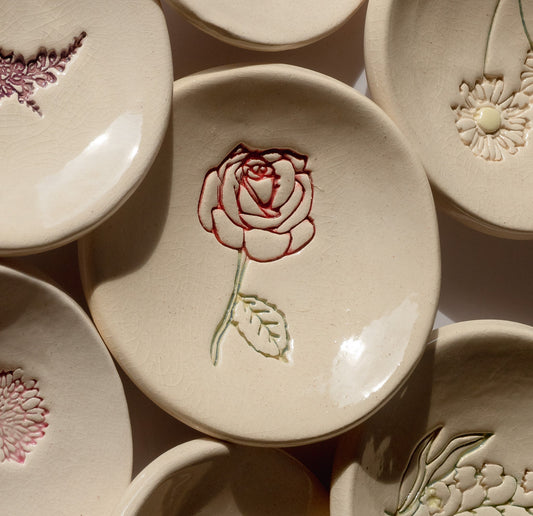 Birth Flower Ring Dish - Prodigal Pottery prodigalpottery