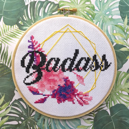 Badass Counted Cross Stitch DIY KIT Spot Colors