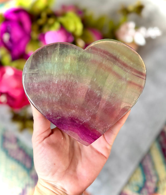 Huge CANDY Fluorite Hearts, Ethically sourced Crystal Hearts