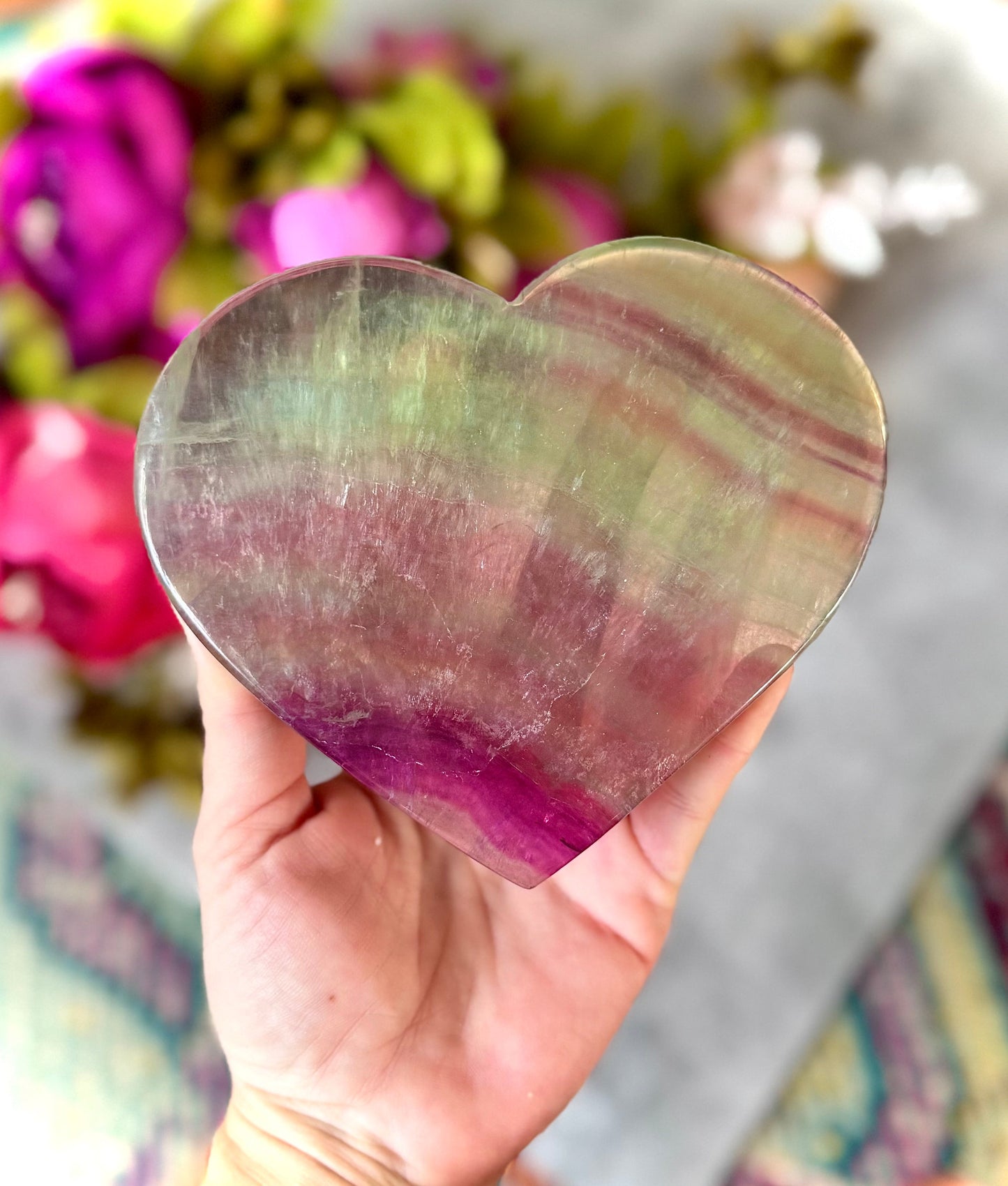 Huge CANDY Fluorite Hearts, Ethically sourced Crystal Hearts