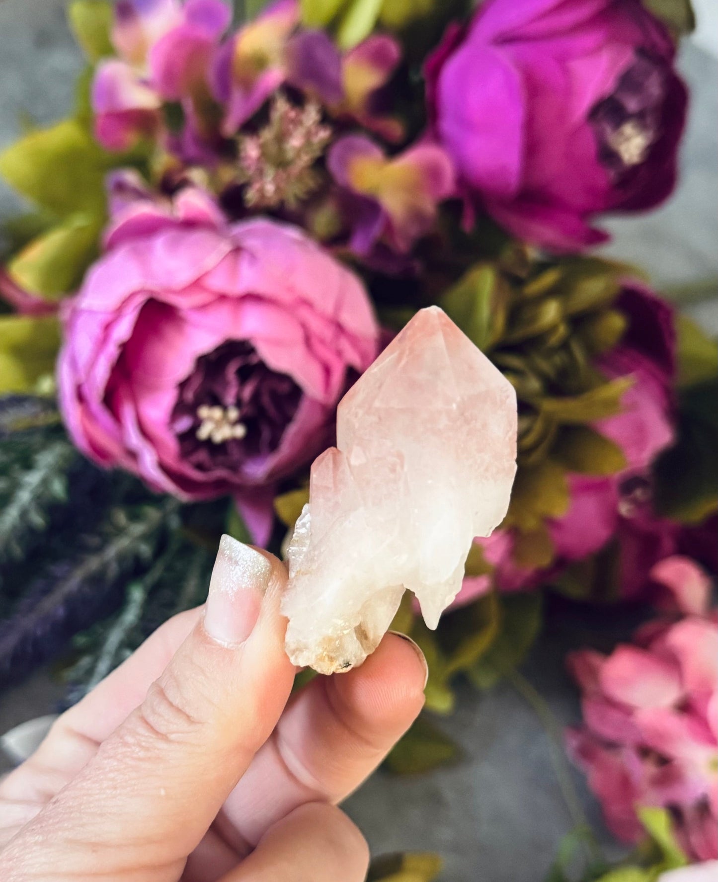 Scepter Quartz From India, New Find! with Pink Hematite