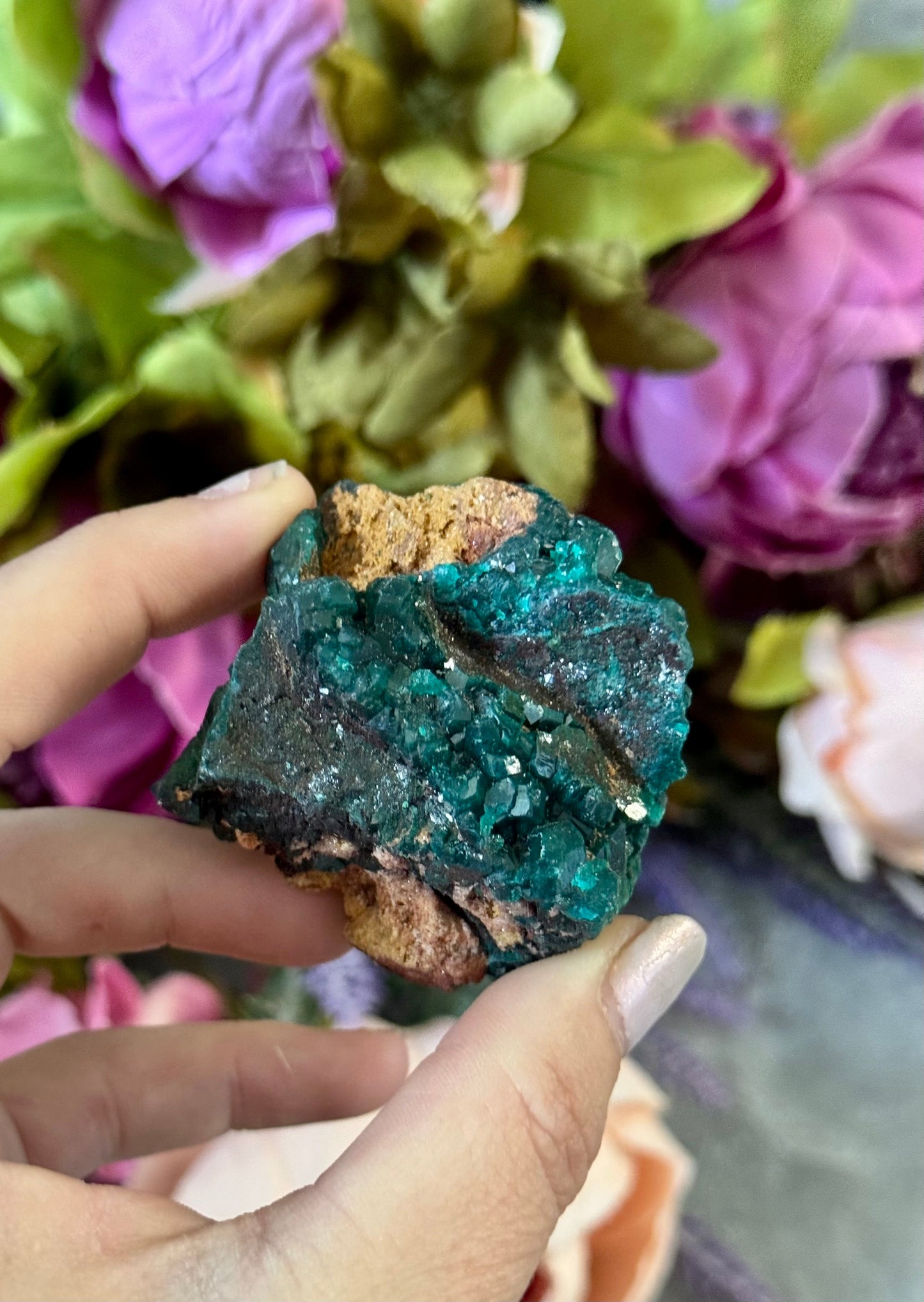 Raw Dioptase Crystal Specimens, Green Dioptase Mineral