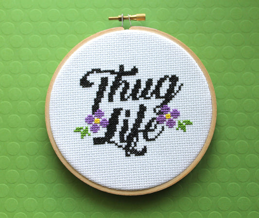 Thug Life Counted Cross Stitch DIY KIT Intermediate Spot Colors