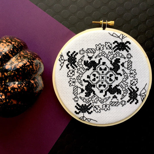 Blackwork Halloween Counted Cross Stitch DIY KIT Spot Colors