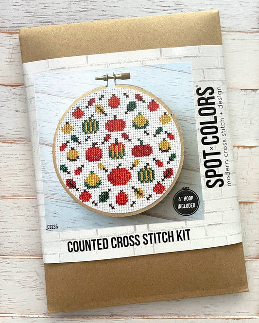 Pumpkin Fest Counted Cross Stitch DIY KIT Spot Colors