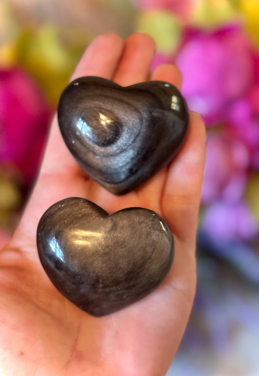 Silver Obsidian Crystal Hearts Mandala Gems