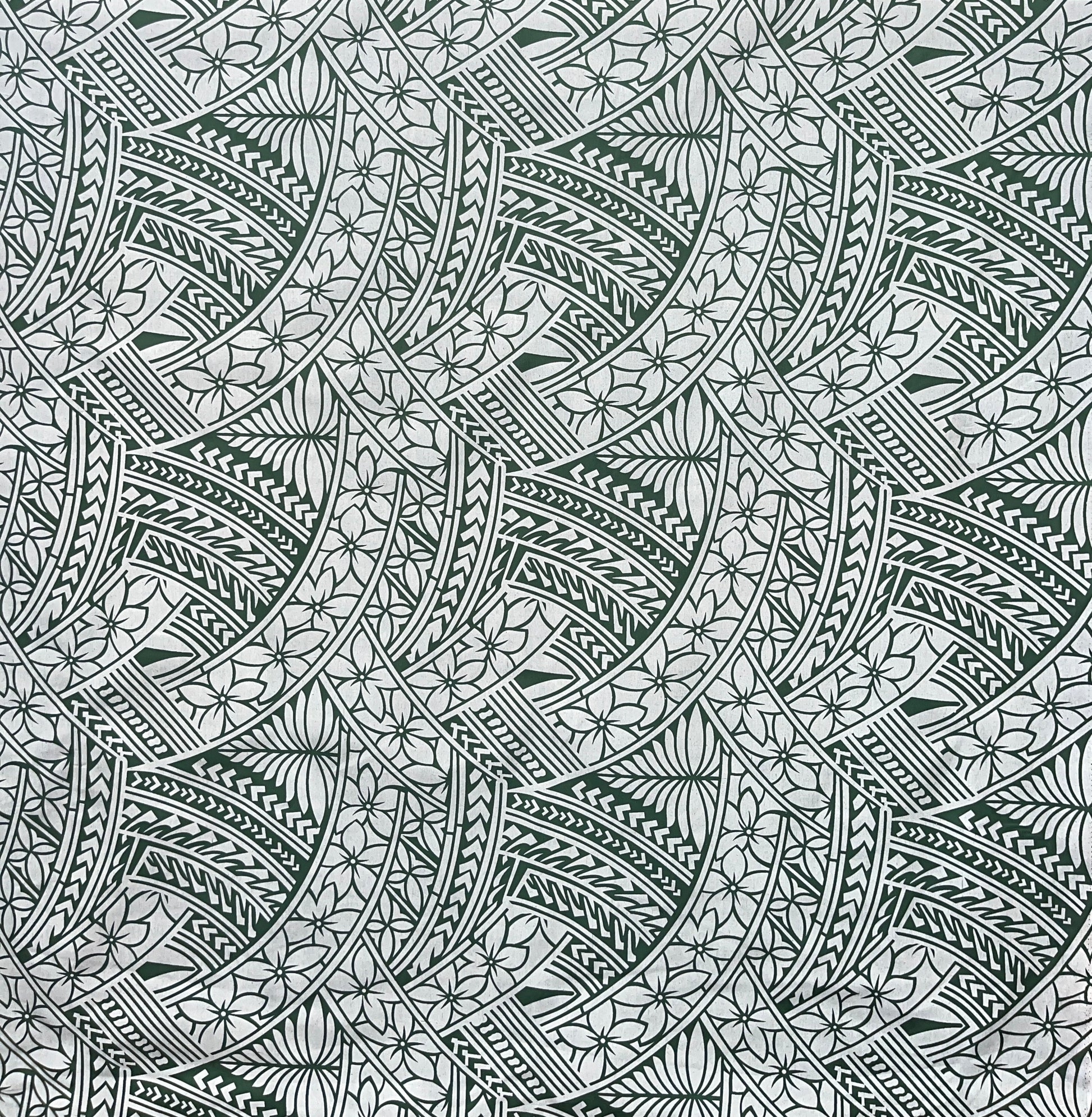 Hibiscus Traditional Polynesian Tattoo Poly Cotton Fabric | Islands Fabric Islands Fabric