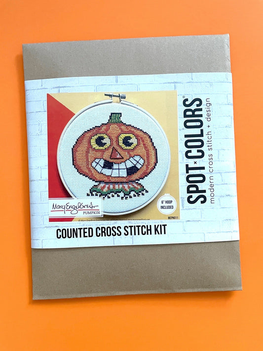 Pumpkin by Mary Engelbreit Counted Cross Stitch DIY KIT Spot Colors