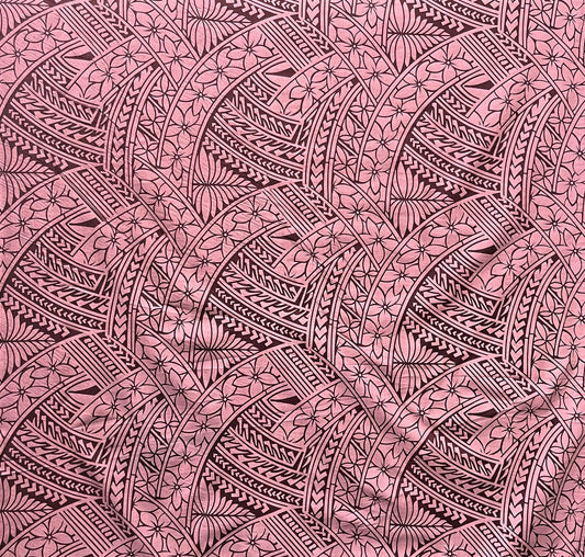 Hibiscus Traditional Polynesian Tattoo Poly Cotton Fabric | Islands Fabric Islands Fabric