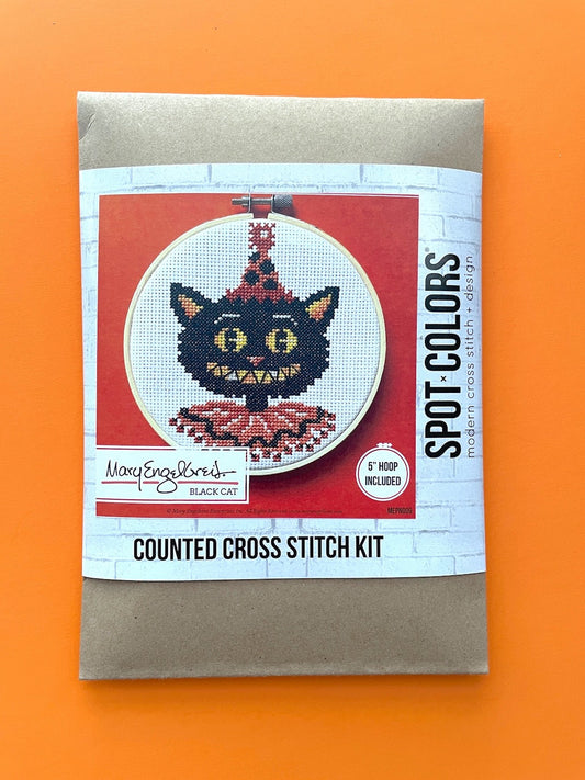 Black Cat by Mary Engelbreit Counted Cross Stitch DIY KIT Spot Colors