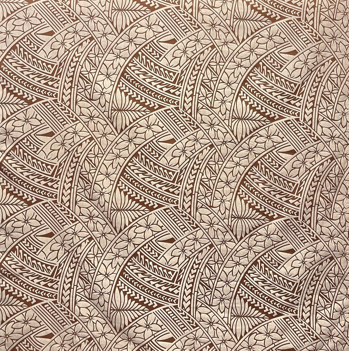 Hibiscus Traditional Polynesian Tattoo Poly Cotton Fabric | Islands Fabric Islands Fabric