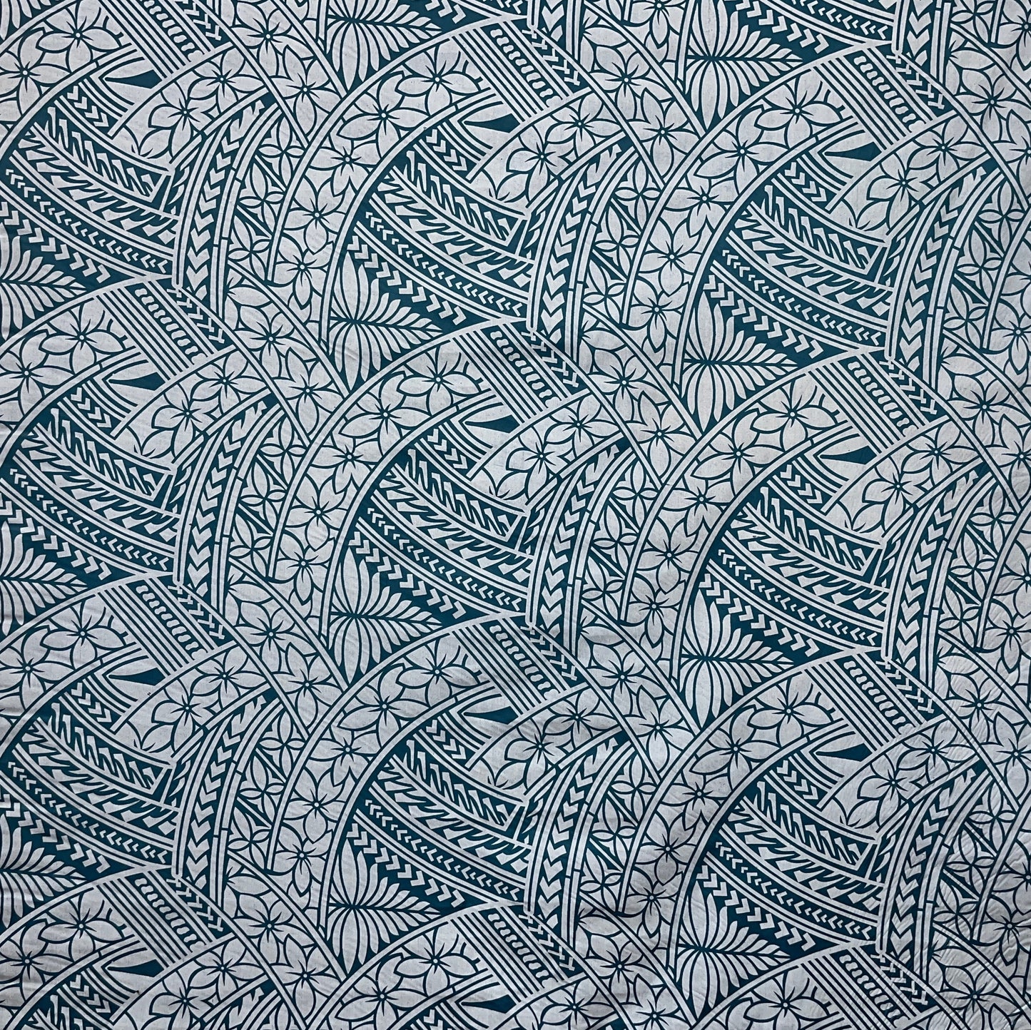 Hibiscus Traditional Polynesian Tattoo Poly Cotton Fabric | Islands Fabric Islands Fabric