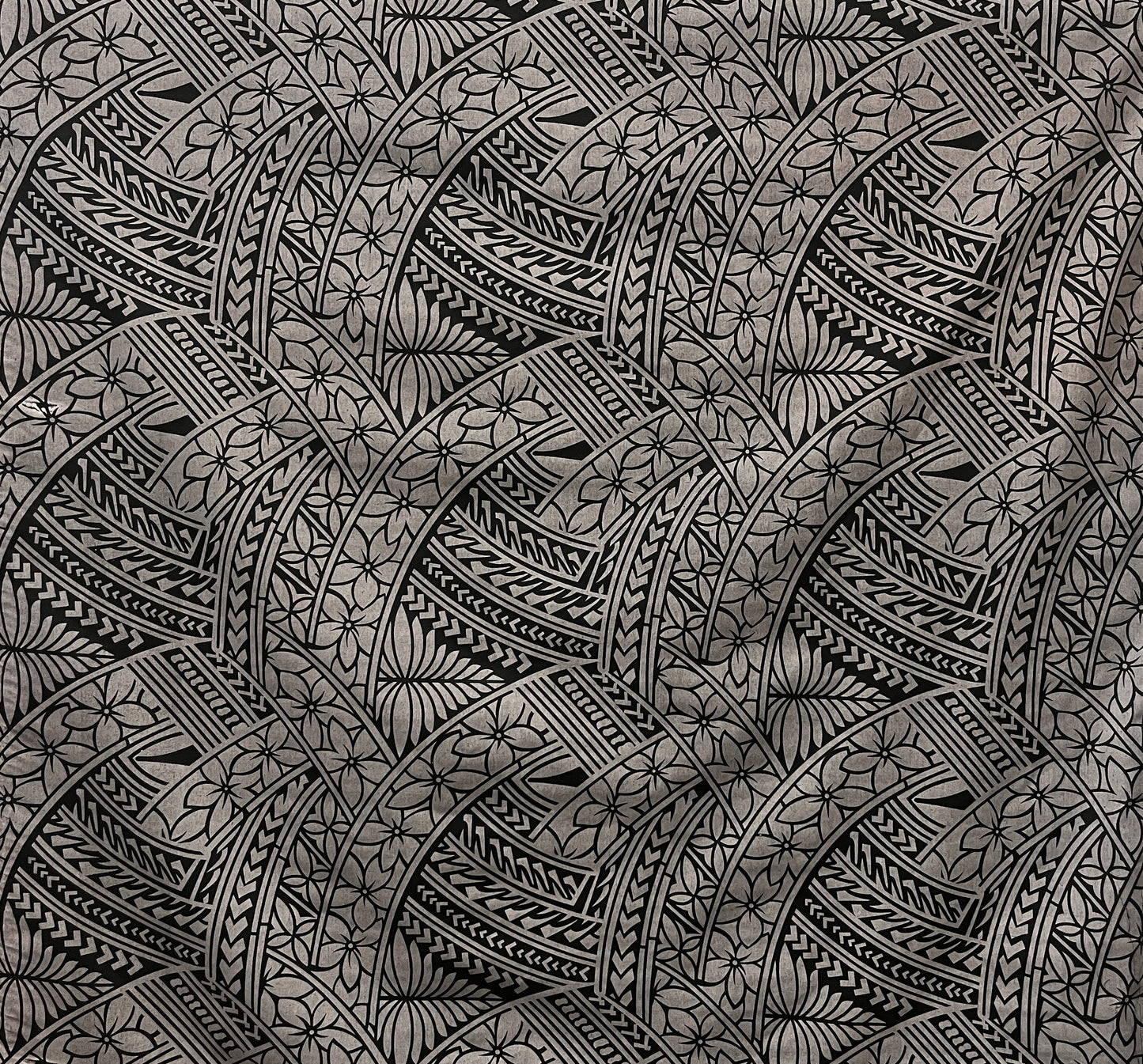 Hibiscus Traditional Polynesian Tattoo Poly Cotton Fabric | Islands Fabric Islands Fabric