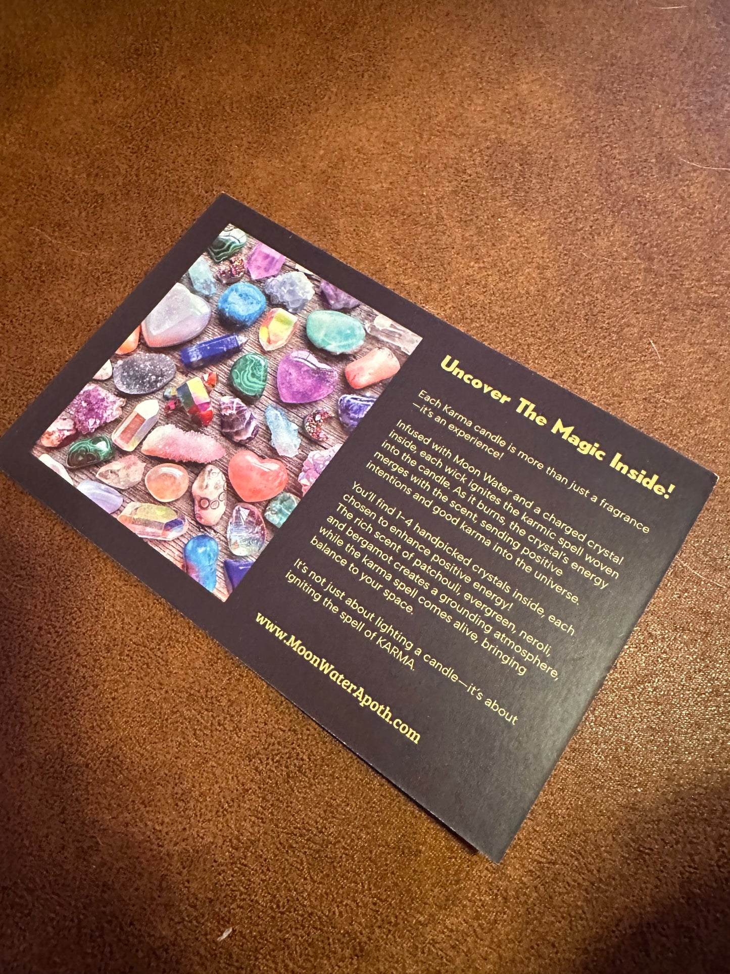 Karma Candle – Intention Candle with Hidden Crystals, 8 oz -- Super Long Lasing